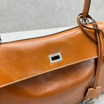 Balenciaga Rodeo Medium Handbag in Oiled Wax Brown Calfskin Leather - Image 6