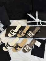 Chanel 2026SS Double C Logo Flat Sandals / Kitten Heel Sandals - Image 6