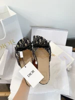 Dior Bow Butterfly Embroidery Slide Sandals - Image 6