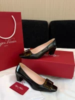 Roger Vivier Belle Vivier Tortoiseshell Buckle Square Toe 4.5cm Heels - Image 6