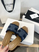 Celine 2025 Denim Canvas Triumph Slippers - Image 6