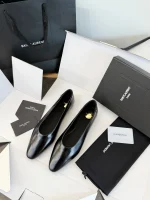 YSL Saint Laurent Smooth Leather Pointed Ballet Flats - Image 6