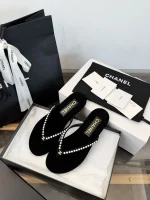 Chanel Pearl Toe Thong Sandals - Image 6