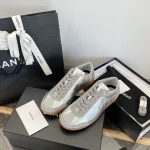 Chanel 2024B Silver Cracked Sports German Trainer Shoes - Image 6