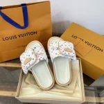 2025 Murakami x LV White Tri-Color Thick Sole Bread Slippers - Image 7