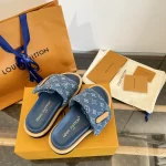 Denim Velcro Thick Sole Sandals - Image 7