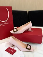 Roger Vivier Belle Vivier Tortoiseshell Buckle Square Toe 4.5cm Heels - Image 7