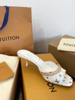 LV x Murakami 2025 White Multicolor Kitten Heel Sandals - Image 7