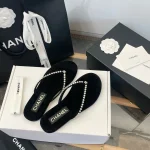 Chanel Pearl Toe Thong Sandals - Image 7