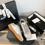 Chanel 2024B Silver Cracked Sports German Trainer Shoes - Image 7