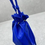 CELINE CRYSTAL Drawstring Cloud Bag in Blue Lambskin Leather - Image 8