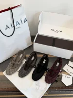 Alaia 2026 Crystal Rhinestone Fishnet Ballet Flats / Mary Jane Shoes - Image 8