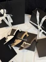 Chanel 2026SS Double C Logo Flat Sandals / Kitten Heel Sandals - Image 8