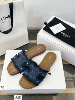 Celine 2025 Denim Canvas Triumph Slippers - Image 8