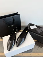 YSL Saint Laurent Smooth Leather Pointed Ballet Flats - Image 8