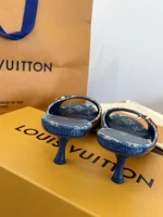 Denim Kitten Heel Slippers - Image 3