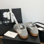 Chanel 2024B Silver Cracked Sports German Trainer Shoes - Image 8