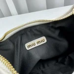 MiuMiu Wander Hobo Bag - Small Lambskin White - Image 9