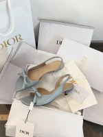 Dior Bow Knot Kitten Heel Sandals - Image 9