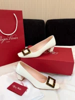 Roger Vivier Belle Vivier Tortoiseshell Buckle Square Toe 4.5cm Heels - Image 9