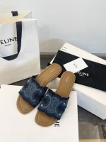 Celine 2025 Denim Canvas Triumph Slippers - Image 9