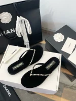 Chanel Pearl Toe Thong Sandals - Image 8