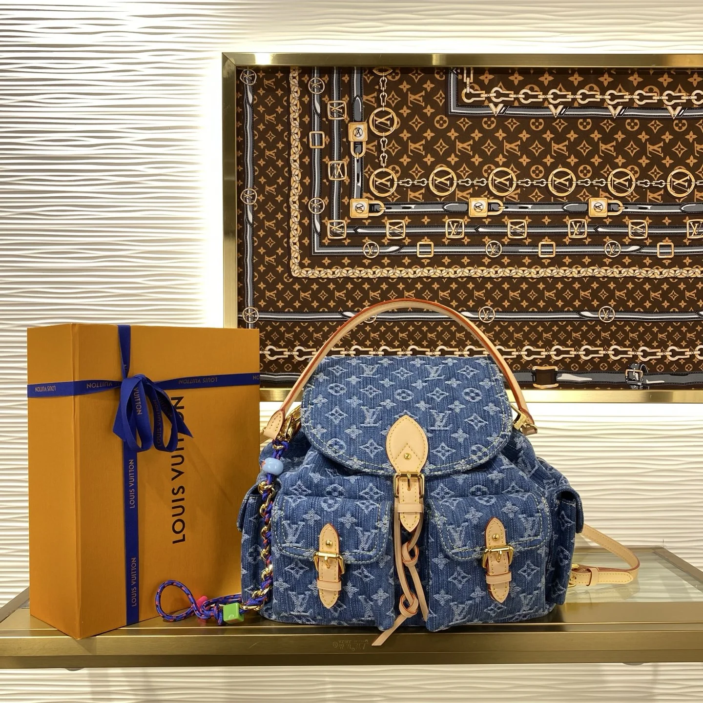 1-1040 Louis Vuitton Montsouris Cargo Backpack Denim M27330 - Image 1