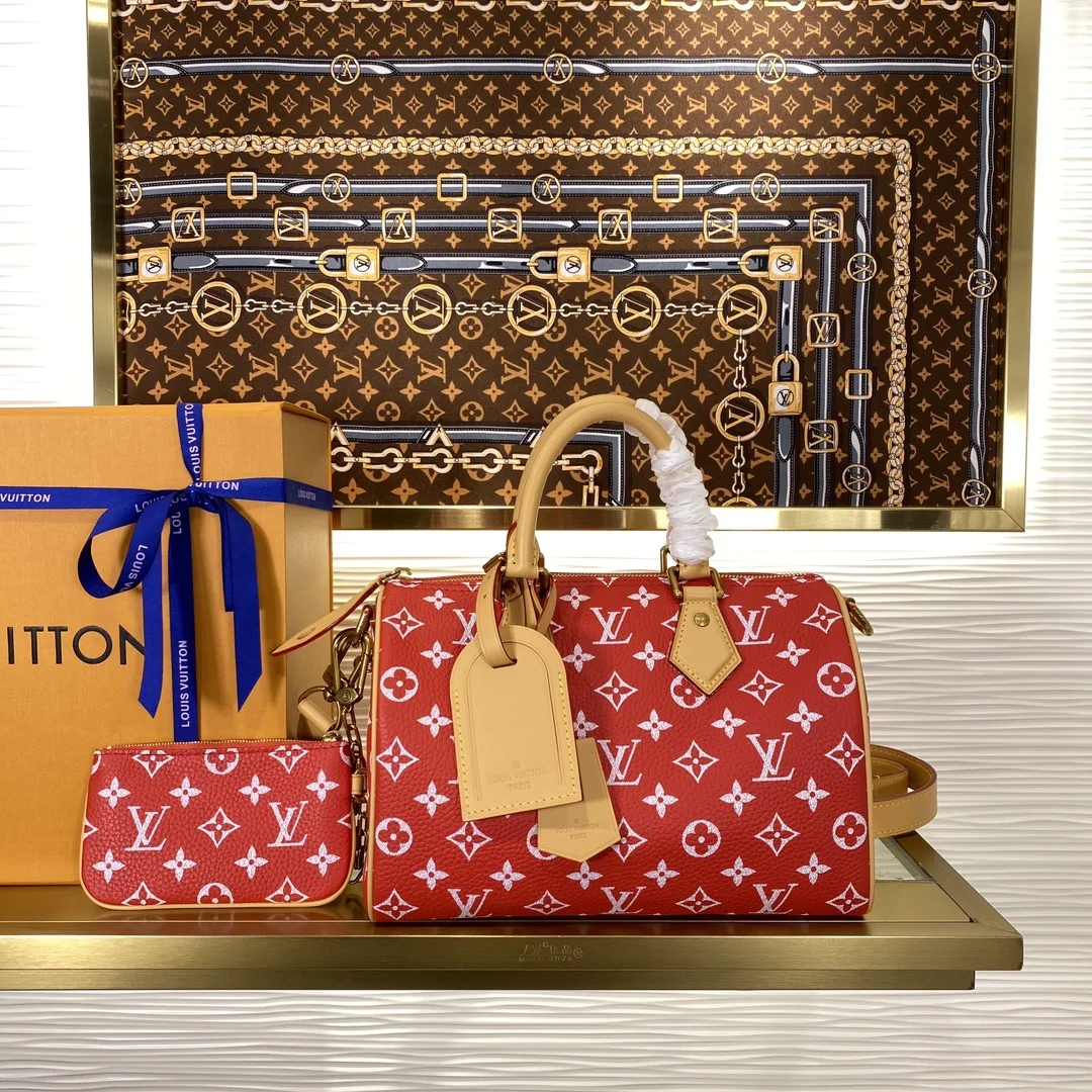 1-1063 Louis Vuitton Speedy P9 Bandouliere 25 Red M24425 - Image 1