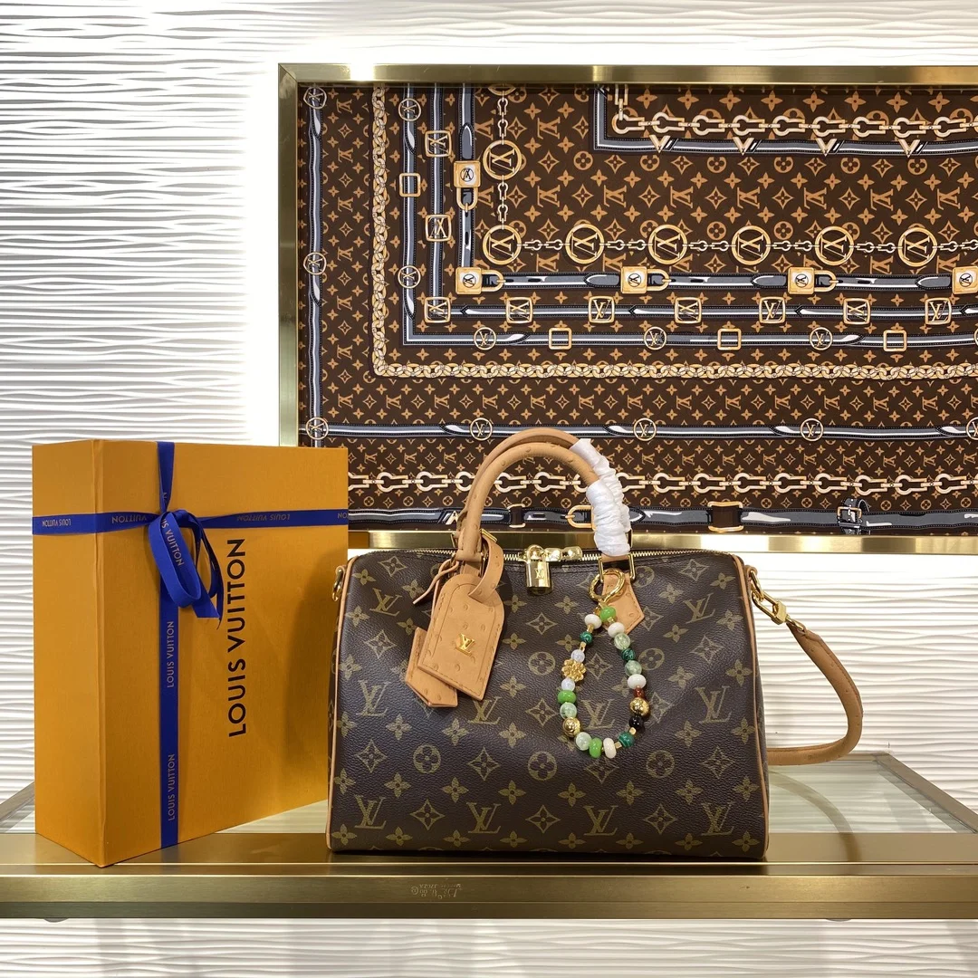 1-1112 Louis Vuitton Speedy Soft 30 Boho Ostrich N87212 - Image 1