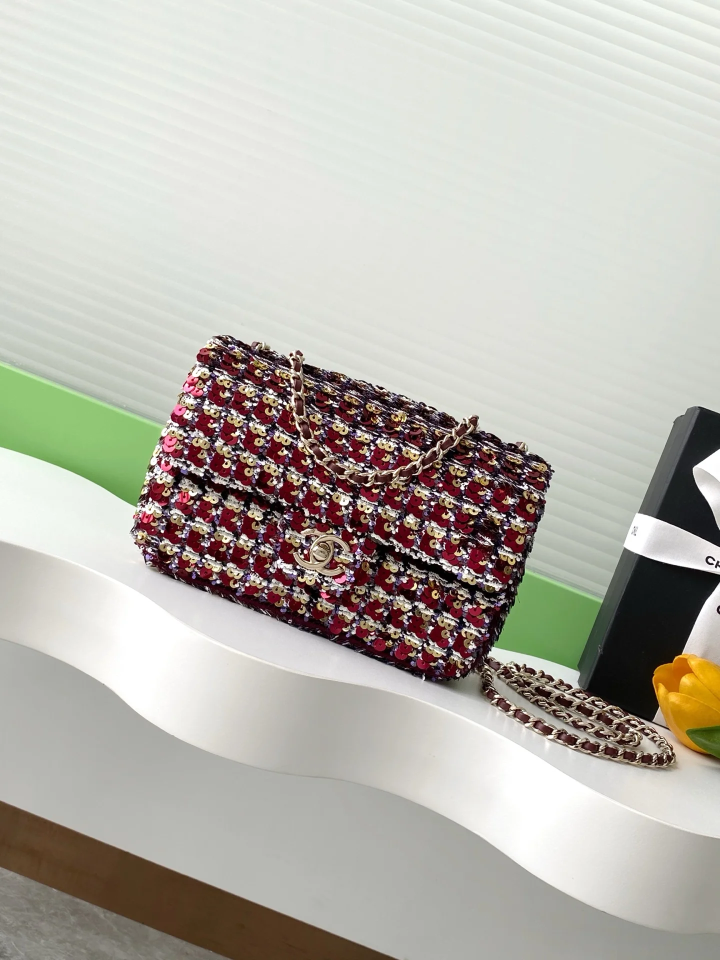 1-117 Chanel CF Sequined SO Handbag 21cm - Image 1