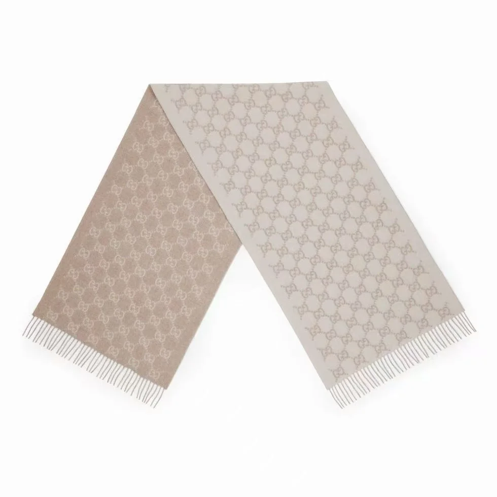1-1353 Gucci GG Jacquard Reversible Cashmere Scarf - Image 1
