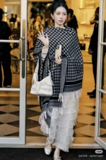 Dior Houndstooth Wool Cashmere Poncho