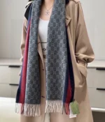 Gucci GG Web Stripe Cashmere Scarf