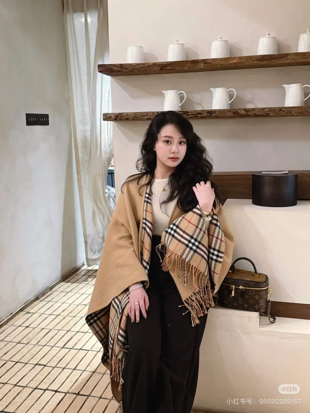 1-1500 Burberry Check Cashmere Cape - Image 1