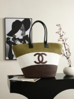 Chanel Coco Beach Colorblock Raffia Tote 58cm - Image 11