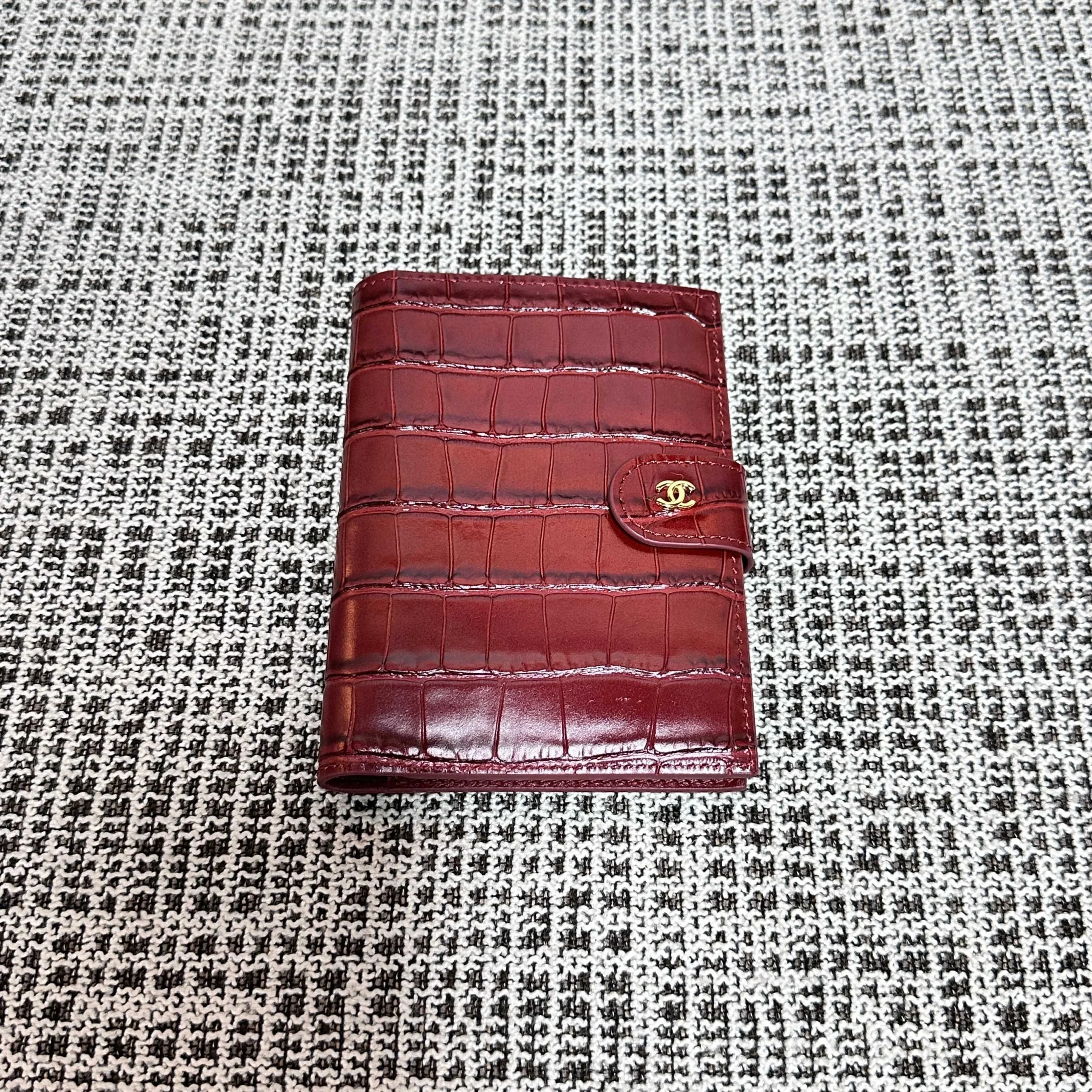 1-1858 Chanel Crocodile-Embossed Passport Wallet - Image 1