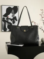 Chanel Supermodel Tote Bag Black Calfskin Gold Double C Logo