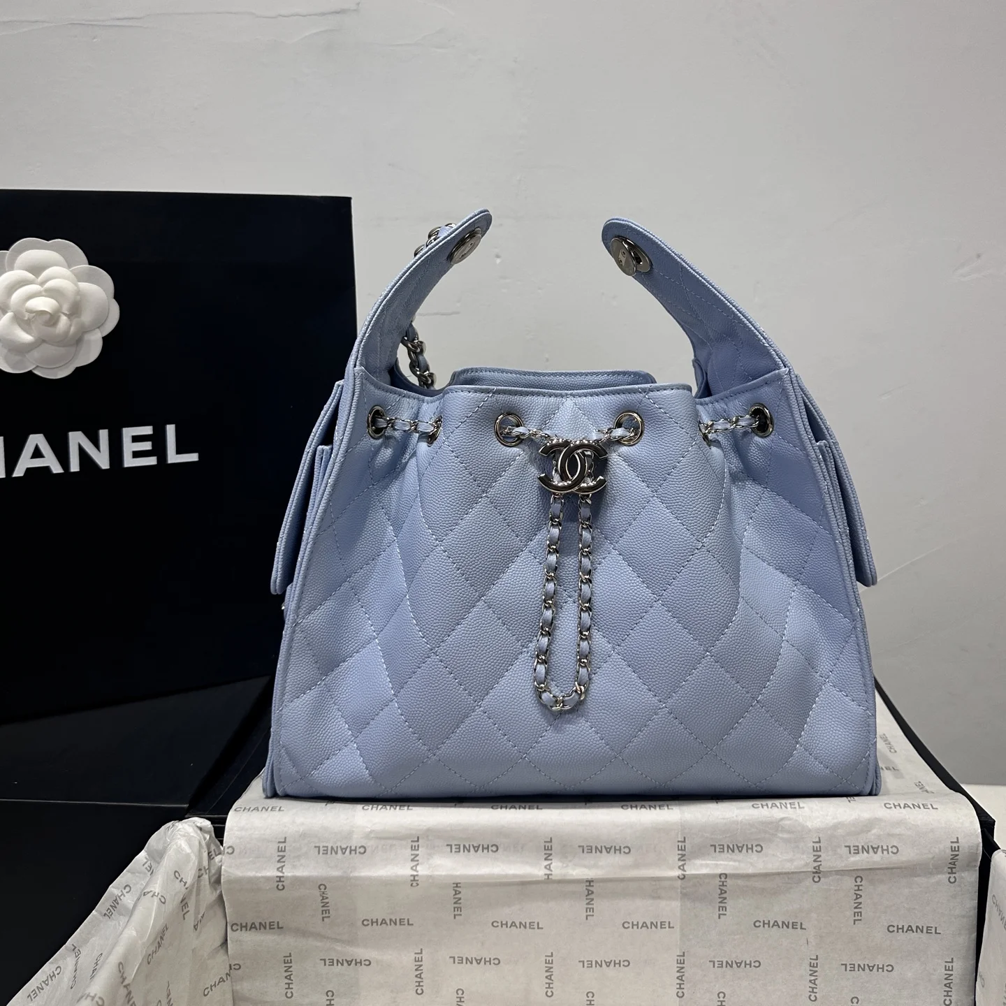 1-1891 Chanel 26A Hippie Drawstring Bucket Bag 30cm - Image 1