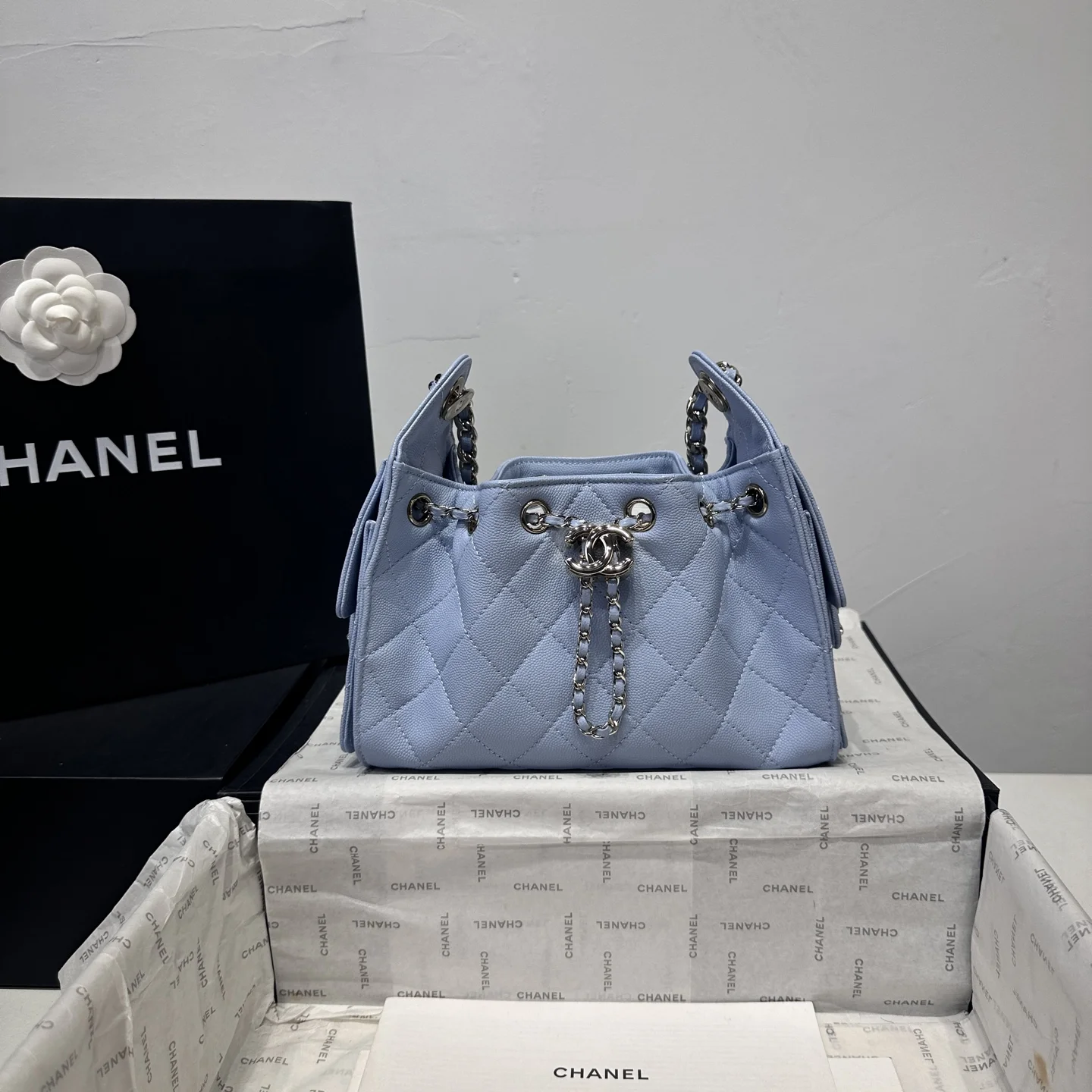 1-1892 Chanel 26A Mini Hippie Drawstring Bucket Bag 22cm - Image 1