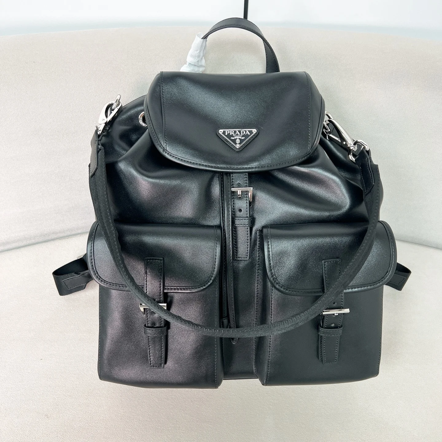 1-1978 Prada Zaino Large Leather Backpack 39cm - Image 1