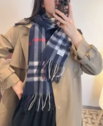 Burberry Check Fringed Scarf 30x180cm - Image 9