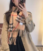 Burberry Check Fringed Scarf 30x180cm - Image 11