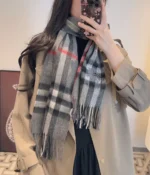 Burberry Check Fringed Scarf 30x180cm - Image 12