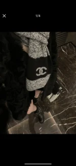 Chanel CC Embroidered Knit Cashmere Scarf 35x180cm