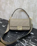 Fendi Baguette FF Embossed Leather Bag 27cm