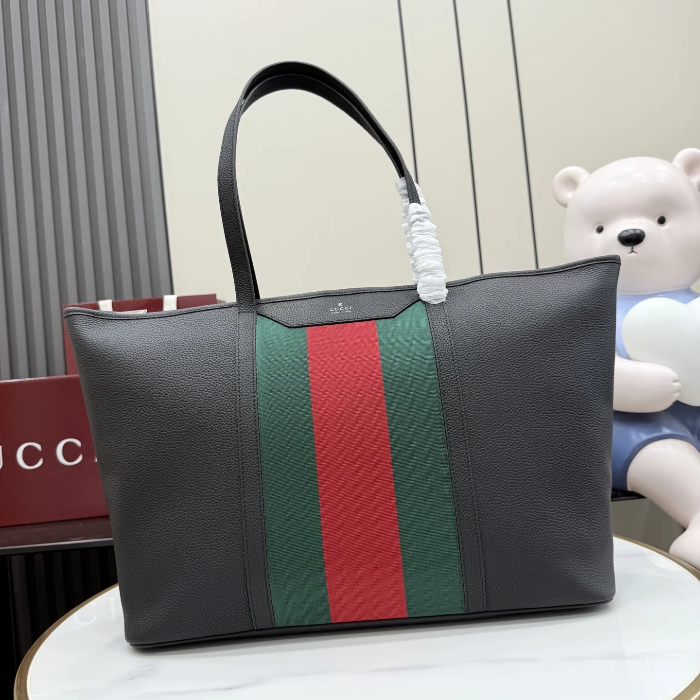 1-2059 Gucci Primavera Web Stripe Leather Tote Bag 39cm - Image 1
