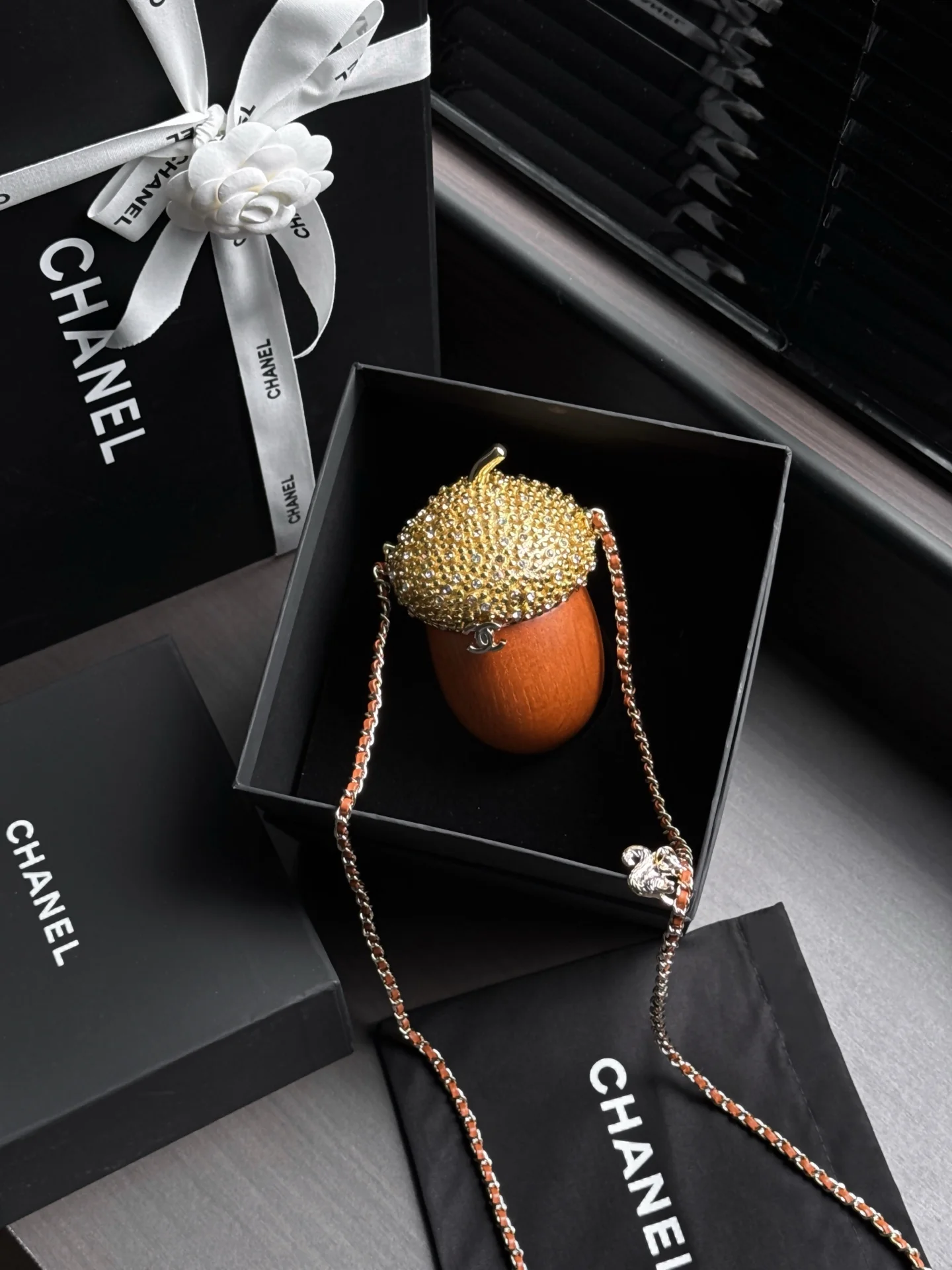 1-206 Chanel Pinecone-Shaped Evening Bag with Crystal Embellishments - Image 1