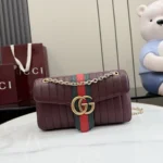 Gucci Primavera GG Marmont Web Quilted Chain Shoulder Bag 26cm