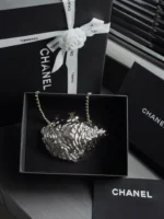 Chanel Silver Oyster Evening Bag