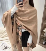 Burberry Classic Check Double-Sided Cape Shawl 130x150cm - Image 11